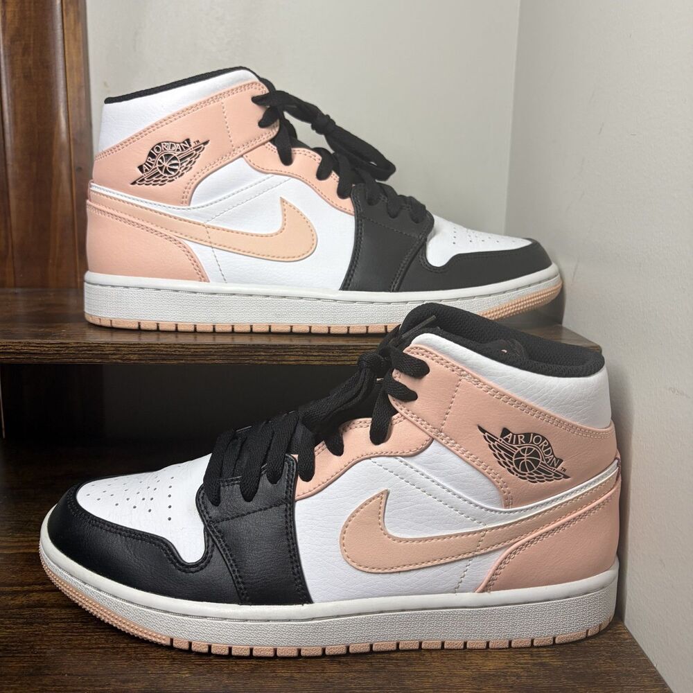 Nike Air Jordan 1 Mid Crimson Tint 554724-133 White Black Pink Mens 8.5
